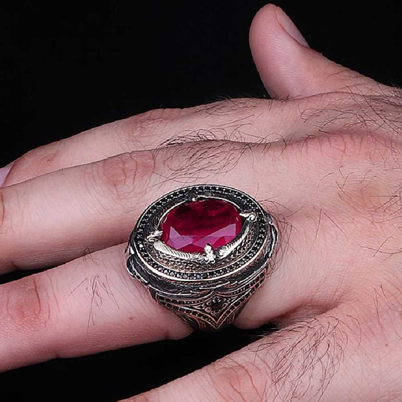Ruby and Diamond 3 Stone Anniversary Ring | Jean | Braverman Jewelry