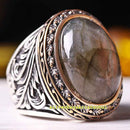 Heavy Natural Labradorite Stone 925 Sterling Silver Mens Ring silverbazaaristanbul 