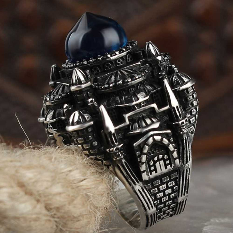 copy of 925 Sterling Eagle Sapphire and Onyx Stone Mens Ring silverbazaaristanbul 