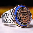 Islamic Sapphire Seal Of Solomon 925 Sterling Silver Mens Ring silverbazaaristanbul 