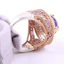 Luxury Cut Round Amethyst Stone 925 Sterling Silver Lady Ring silverbazaaristanbul 