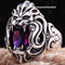 Luxury Lion Design 925 Silver Amethyst Stone Mens Ring silverbazaaristanbul 