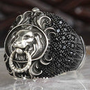 Multi Black Onyx Stone Lion Style 925 Sterling Silver Mens Ring silverbazaaristanbul 