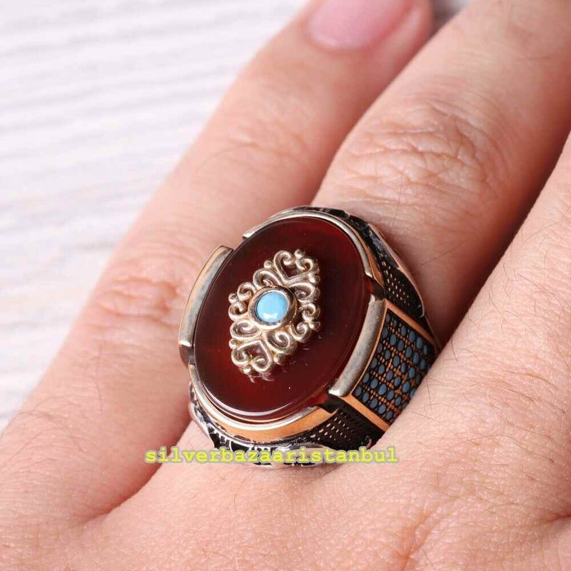 Copy of 925 Sterling Eagle Sapphire and Onyx Stone Mens Ring silverbazaaristanbul 