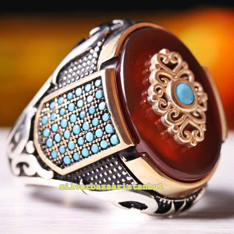 Copy of 925 Sterling Eagle Sapphire and Onyx Stone Mens Ring silverbazaaristanbul 