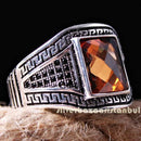 Orange Citrine Stone Lux 925 Silver Handmade Mens Mans Ring silverbazaaristanbul 