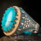 Original 925 Sterling Silver Solid Turquoise Stone Showy Mens Ring silverbazaaristanbul 