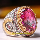 Original Tourmaline and Ruby Stone 925 Sterling Silver Mens Ring silverbazaaristanbul 