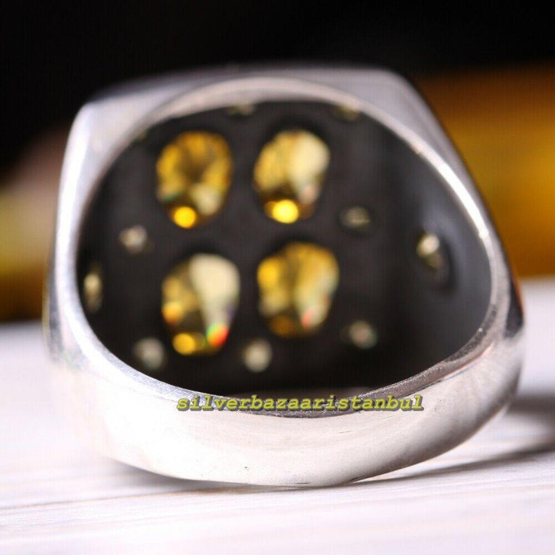 Original Yellow Citrine Stone Handmade 925 Sterling Silver Mens Ring silverbazaaristanbul 