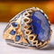 Oval Sapphire Turkish Jewelry Handmade 925 Sterling Silver Mens Ring silverbazaaristanbul 