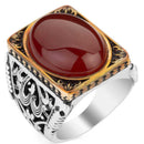 Rectangular Heavy 925 Sterling Silver Agate Stone Mens Ring silverbazaaristanbul 