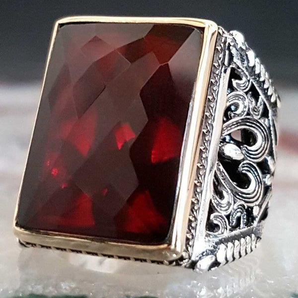 Mens rings with hot sale ruby stone