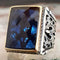 Rectangular Solid 925 Sterling Silver Sapphire Stone Heavy Mens Ring silverbazaaristanbul 