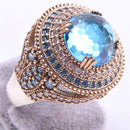 Round Aquamarine Stone 925 Sterling Silver Women Lady Ring silverbazaaristanbul 