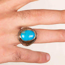 Simple 925 Sterling Silver Luxury Turquoise Stone Mens Ring silverbazaaristanbul 