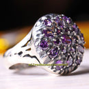 Small Round Purple Amethyst Stones 925 Sterling Silver Mens Ring silverbazaaristanbul 