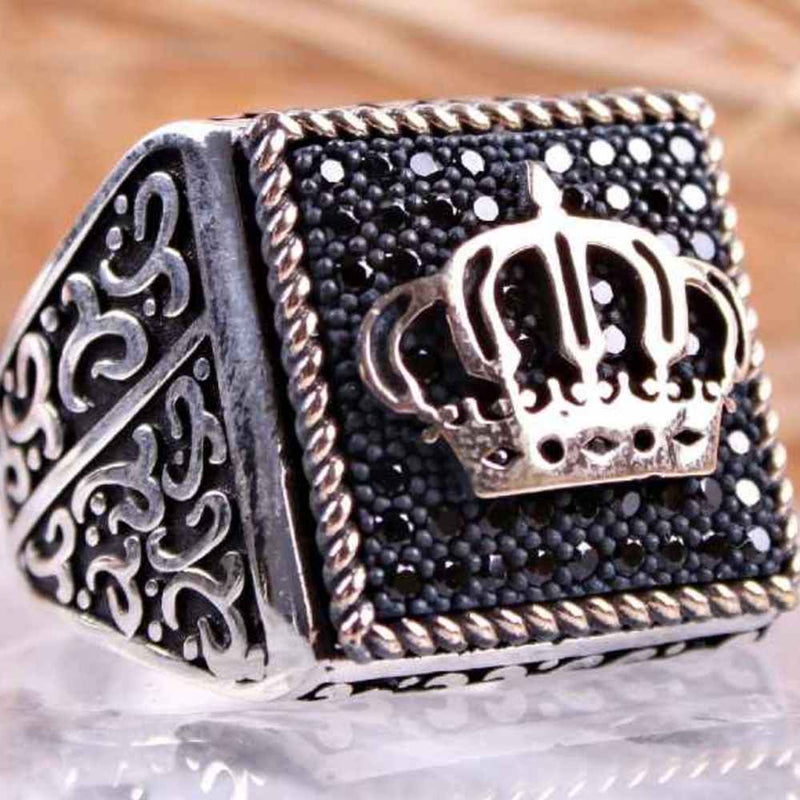 Square Onyx Stone 925 Sterling Silver King Desing Mens Ring silverbazaaristanbul 