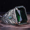 Stylish Green Emerald Stone 925 Sterling Silver Mens Ring silverbazaaristanbul 