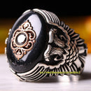 Sword and Eagle Black Onyx Stone 925 Sterling Silver Mens Ring silverbazaaristanbul 