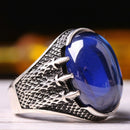 Turkish 925 Sterling Silver Eagle Claw Sapphire Stone Mens Ring silverbazaaristanbul 