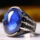 Turkish 925 Sterling Silver Eagle Claw Sapphire Stone Mens Ring silverbazaaristanbul 