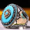 Turkish 925 Sterling Silver Elegant Turquoise Stone Mens Ring silverbazaaristanbul 