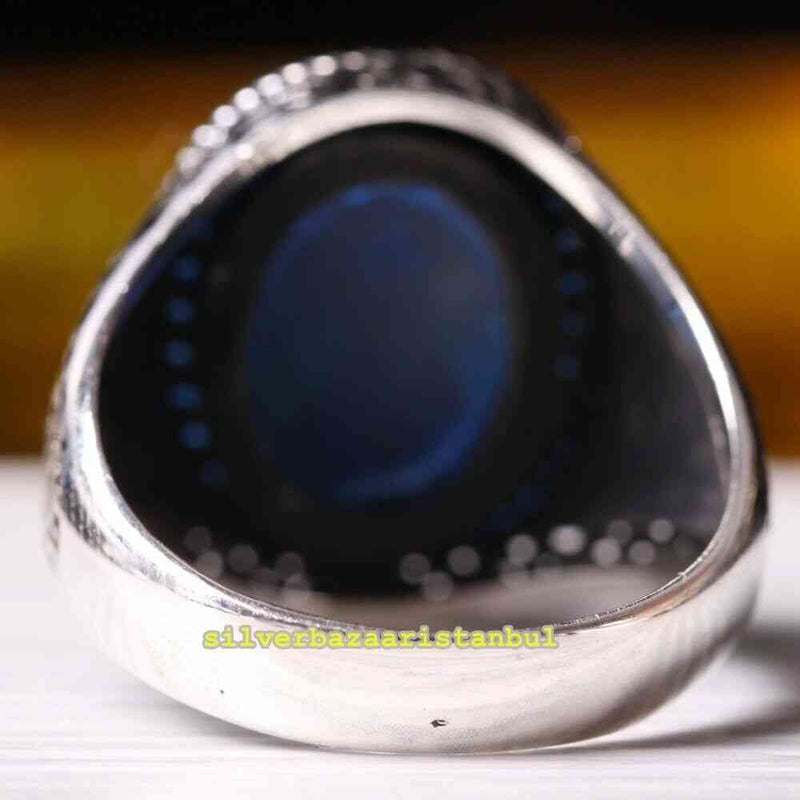 Copy of 925 Sterling Eagle Sapphire and Onyx Stone Mens Ring silverbazaaristanbul 