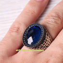 Copy of 925 Sterling Eagle Sapphire and Onyx Stone Mens Ring silverbazaaristanbul 