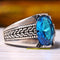 Turkish 925 Sterling Silver Sweet Aquamarine Stone Mens Ring silverbazaaristanbul 