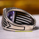 Turkish Handmade 925 Sterling Silver Bright Amethyst Stone Mens Ring silverbazaaristanbul 