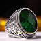 Turkish Handmade 925 Sterling Silver Faceted Emerald Mens Ring silverbazaaristanbul 