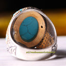 Turkish Handmade 925 Sterling Silver Relief Turquoise Stone Mens Ring silverbazaaristanbul 