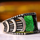 Turkish Handmade 925 Sterling Silver Wave Emerald Mens Ring silverbazaaristanbul 