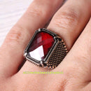 Turkish Jewelry Facet Ruby 925 Sterling Silver Mens Ring silverbazaaristanbul 