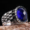 Zigzag Sapphire Stone 925 Sterling Silver Mens Ring silverbazaaristanbul 